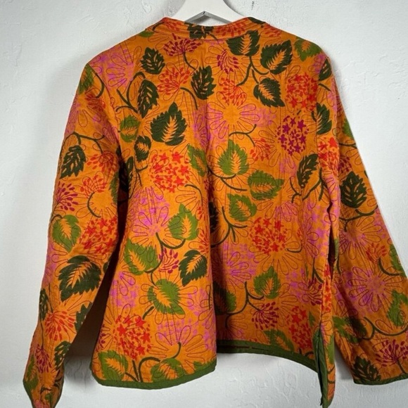 NWT Gudrun Sjoden Jacket quilted floral reversible organic cotton orange rust XL - Picture 3 of 11